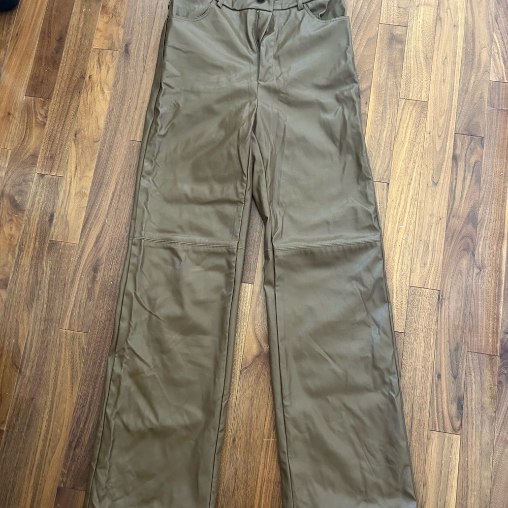 women’s fake leather brown pants